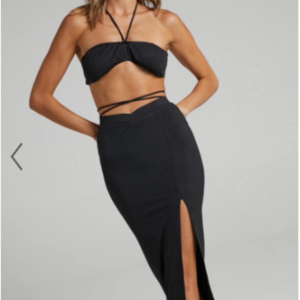 Showpo Chloe Two Piece Set in Black US 4/S